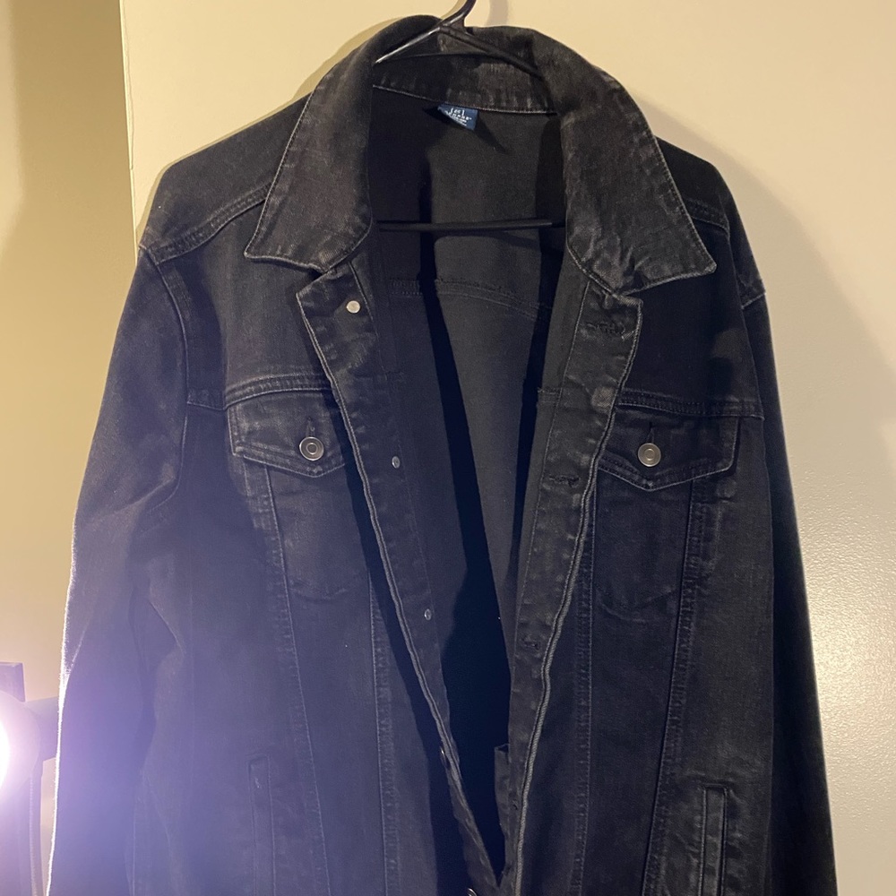 All Black Denim George Jacket, Size Xl